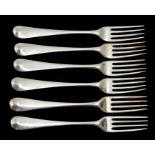 A set of six George III silver dinner forks, George Smith, London 1778, Hanovarian pattern and