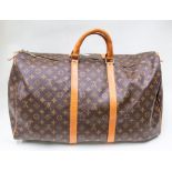 Louis Vuitton- A Louis Vuitton monogram 'keep-all', monogrammed exterior trimmed with tan leather