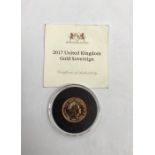 A United Kingdom 2017 Full sovereign. Condition. High grade. Still in Original coin capsule of issue