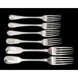 A pair of George IV silver dinner forks, Clement Cheese, London 1825, Fiddle pattern, together