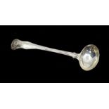 A George III silver sauce ladle, Edward Lees, London circa 1805, Hourglass pattern with engraved
