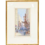 Evan Hopkins (?), British School, early 20th Century Street scene in Cairo, watercolour Signed lower