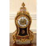 A French Louis XV style boulle mantel or desk clock,