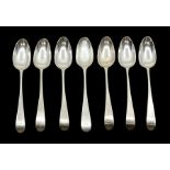 A set of six George III tea spoons, Samuel Godbehere & Edward Wigan, London 1789, Old Englsih