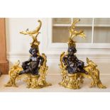 A pair of French ormolu figural chenets,
