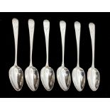 A set of six George III teaspoons, Stephen Adams, London 1800, Old English pattern with bright cut