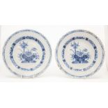 A pair of English Delft plates, possibly Bristol, circa 1770, painted in blue with Chinese style