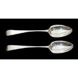 A pair of George III silver table spoons, Hester Bateman, London 1787, Old English pattern and