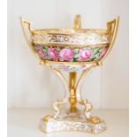 A Spode porcelain trophy form footed tazza,