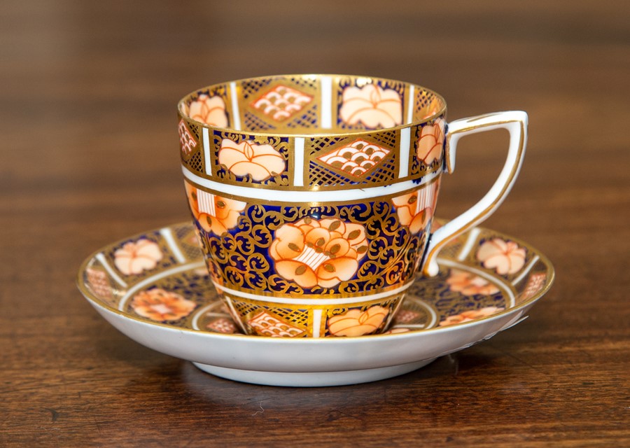 A Royal Crown Derby Imari coffee cup and saucer, circa 1885, decorated with pattern 919.