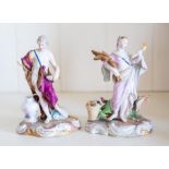 A pair of German porcelain allegorical figures,