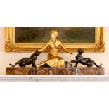 Giorgio Gori and Irenee Rochard A large Art Deco bronze and ivory figure group, the central female