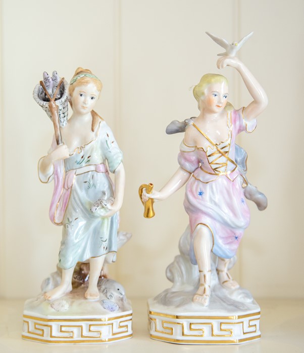 A pair of Derby porcelain allegorical figures 'Water' and 'Air',