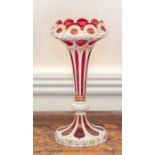 A Bohemian ruby and overlay glass vase,