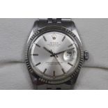 A gents stainless steel Rolex Oyster Datejust, Ref.1601, circa 1973, the silvered dial with baton