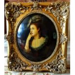 Continental School, 20th Century Portrait of a lady in the manner of Fragonard, of oval aspect Oil