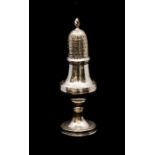 A George III silver sugar caster, Hester Bateman, London 1782, of baluster form with cone finial,