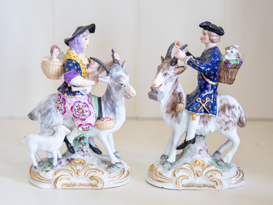 A pair of Continental porcelain figures of The Welch Tailor and his Wife,