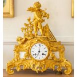 A French ormolu rococo revival mantel clock by Henri Marc,