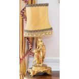 A French ormolu figural table lamp,