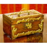 An 18th Century brass mounted oak casket or caddy,