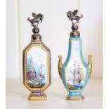 Two Lynton Porcelain Sevres-style scent bottles,