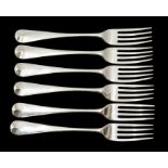 A set of six George III silver dinner forks, George Smith & William Fearn, London 1792, Hanovarian