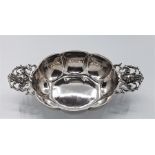 A Continental silver twin handled lobed oval bowl, stamped mark for Berthold Muller (importer),