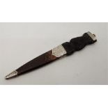 An Edwardian Scottish silver mounted Sgian Dubh, by Henry Tatton, assayed Edinburgh 1909, with