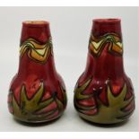A pair of Minton secessionist squat baluster vases, printed to base "Minton Ltd" and "No.42", height