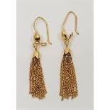 A pair of 18ct. yellow gold chain tassel fringe drop earrings, shepherds hook fitting, (4.3g),