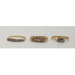 An Edwardian 18ct. gold five stone diamond ring, assayed Chester 1901, set five graduated old cut