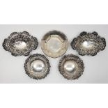 A pair of Victorian pierced oval silver bonbon dishes, by William Aitken, assayed Chester 1895,