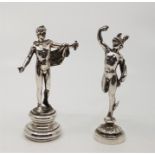 A Victorian Berthold Muller silver desk seal, modelled as Hermes/Mercury, import assayed Chester