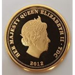 A 2012 Elizabeth II Double Jubilee, Double Portrait gold sovereign, in capsule and box.
