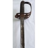 An Edward VII 1897 pattern infantry officer's sword and scabbard, with wire bound shagreen grip,