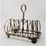 An early Victorian six section silver toast rack, by Charles Reily & George Storer, assayed London