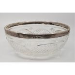 A silver mounted cut glass bowl, by Thomas Latham & Ernest Morton, assayed Birmingham 1911, diameter