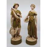 A pair of Royal Dux porcelain figures, numbered 2065 and 2066, height 34cm. (2)