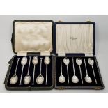 A Harrods retailed set of six silver coffee spoons, by William Suckling Ltd, assayed London 1961, in