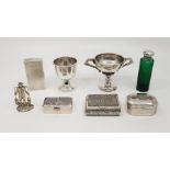 A collection of silver ware, to include; a Siamese silver trinket box and two similar white metal