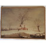 An 18th century winter scene study, oil on canvas, 45cm x 32 cm, unframed.