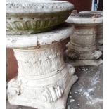 A collection of weathered Garden , bird baths and cherubs and Column pillars (3) some faults