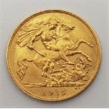 A George V 1915 half sovereign, London mint.