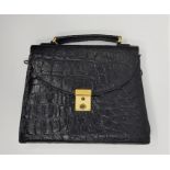 **WITHDRAWN**A Mulberry black leather crocodile print agenda bag, fashioned as a handbag, tri-fold