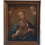 Spanish 18th century, "Madonna and Child", oil on canvas, 63cm x 49.5cm, framed.