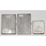 An engine turned rectangular silver cigarette case, by Walker & Hall, assayed Birmingham 1938,