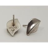 A pair of Georg Jensen sterling silver earrings, designed by Hans Hansen, stamped Georg Jensen