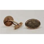 A pair of 9ct. yellow gold and diamond set oval cuff links, assayed Birmingham 1989, each gypsy