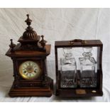 A W,E,Watts (Derby) Greenwich Regulator oak cased mantle clock, gong strike, height 47cm, together